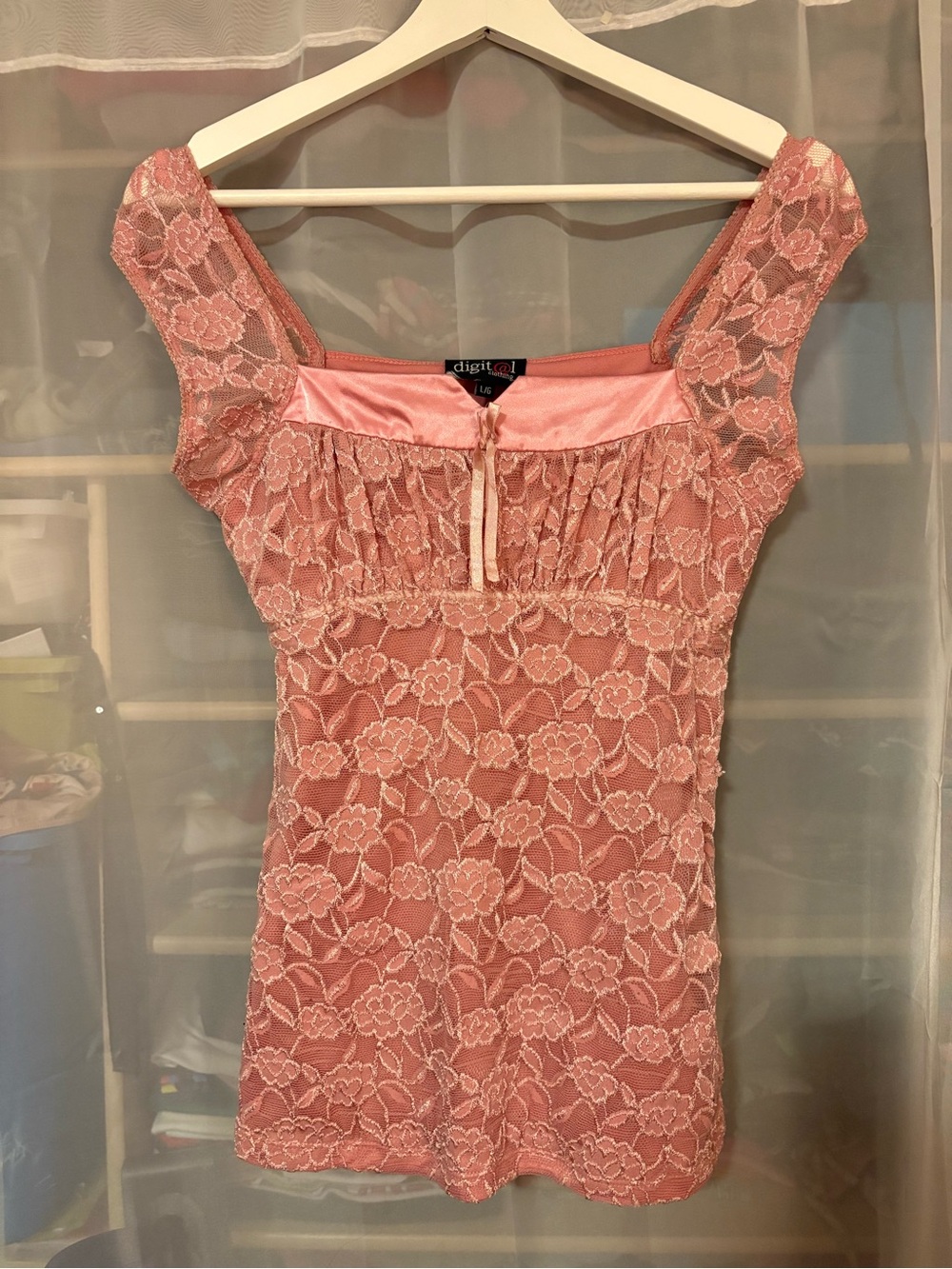 Pink lace babydoll top - Picture 3 of 6